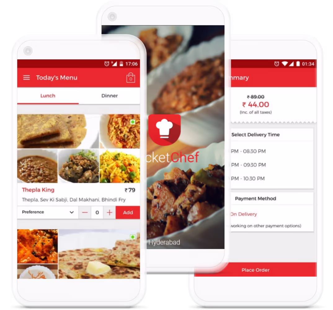 PocketChef food discovery app screens
