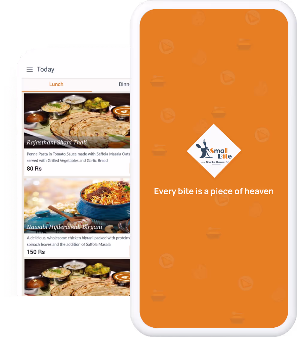 SmallBite food ordering app screens