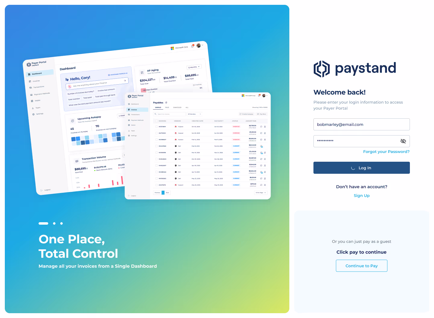 Payer Portal dashboard: one place, total control