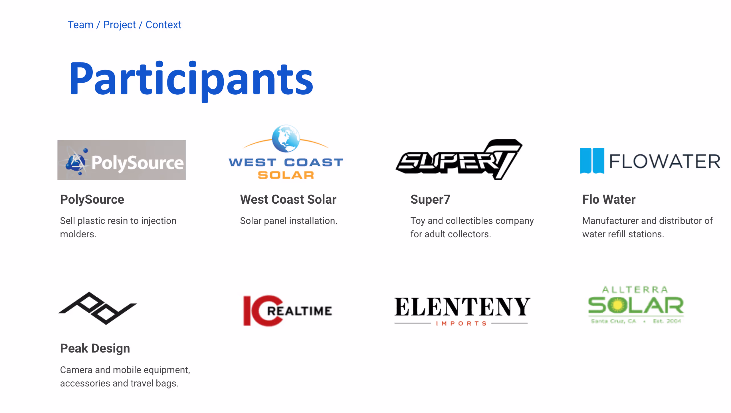 Slide listing the merchant participants included in the checkout usability study