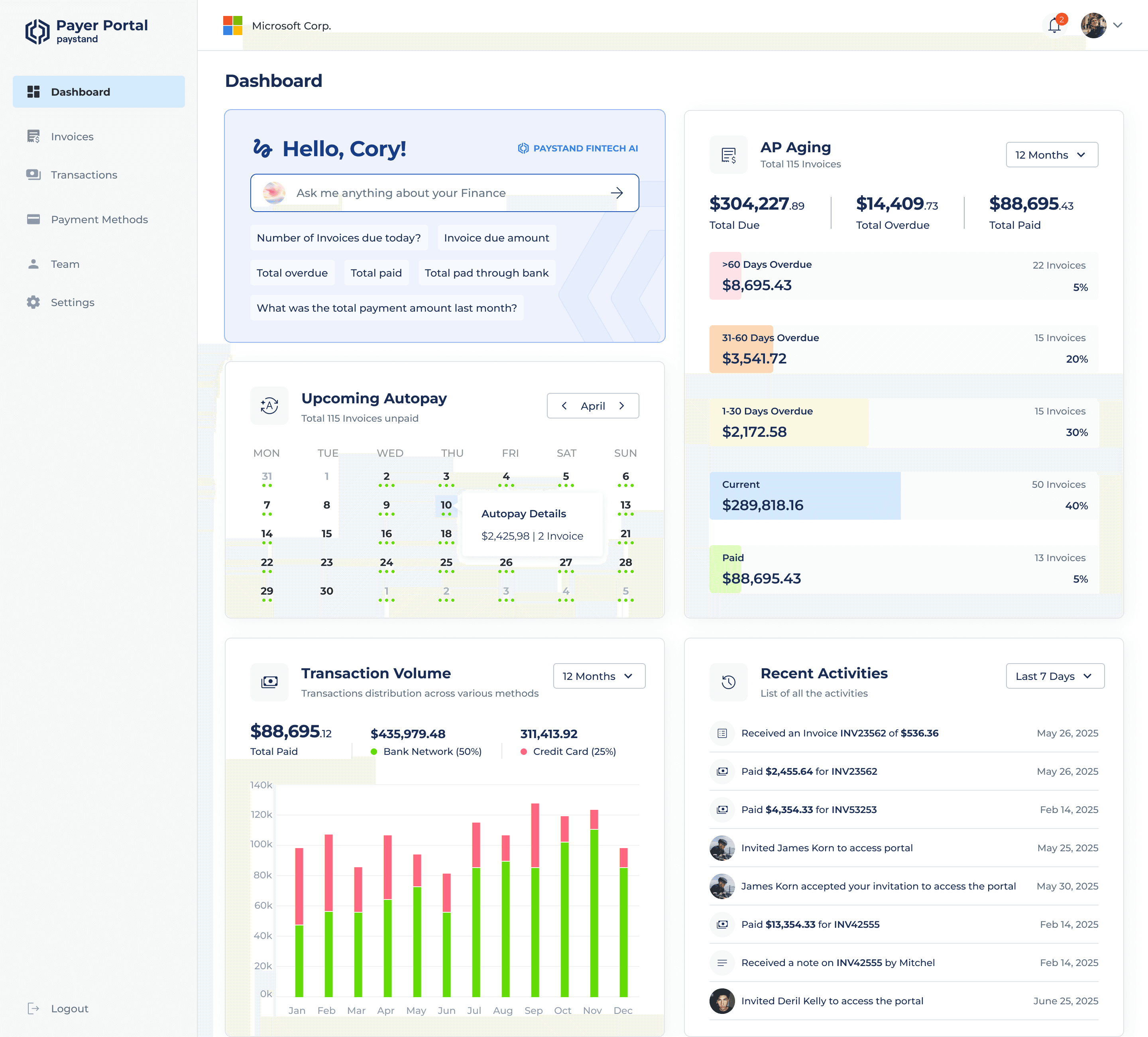 Paystand payer portal invoice dashboard