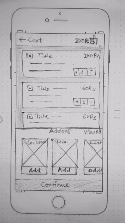 SmallBite paper prototype screen 1