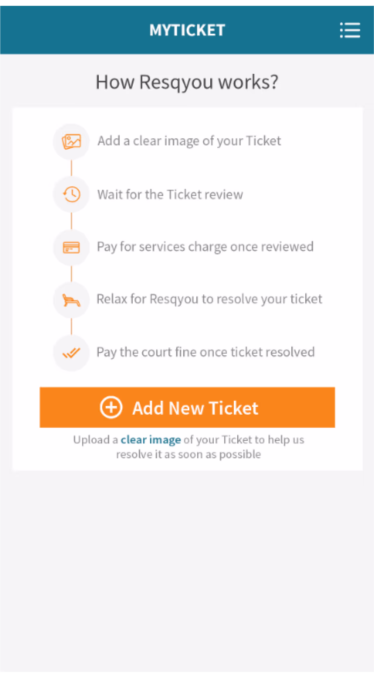 Resqyou mobile app screen 6 of 30 from the Missouri traffic-ticket amendment flow