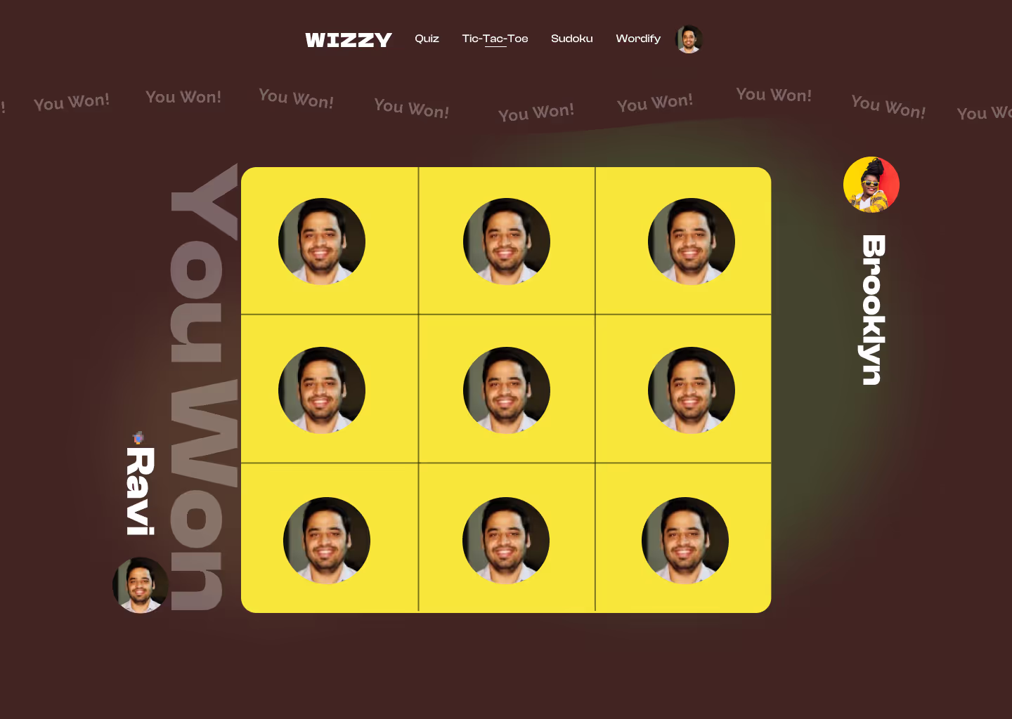Wizzy quiz app screen (design frame 76)