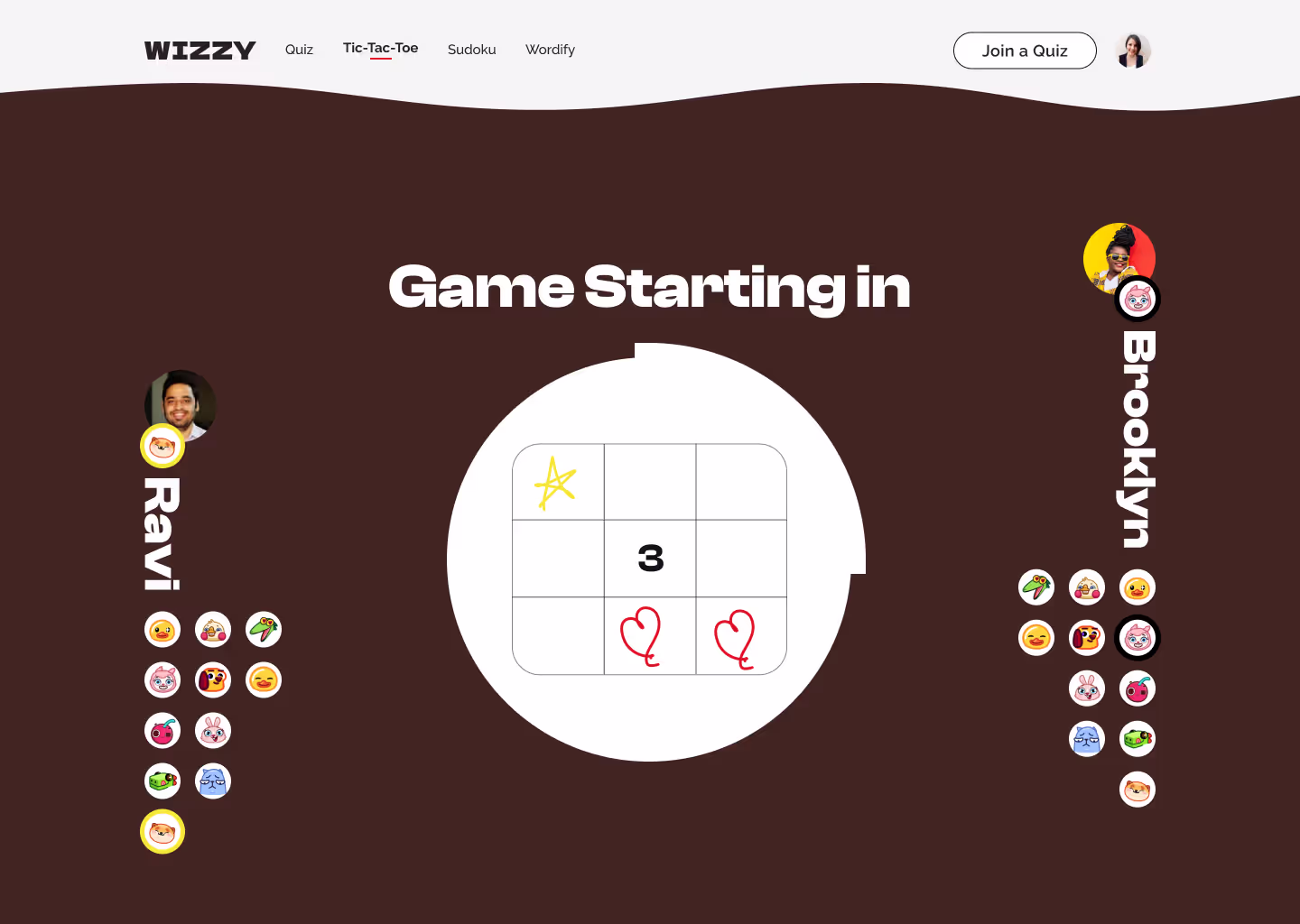 Wizzy quiz app screen (design frame 71)