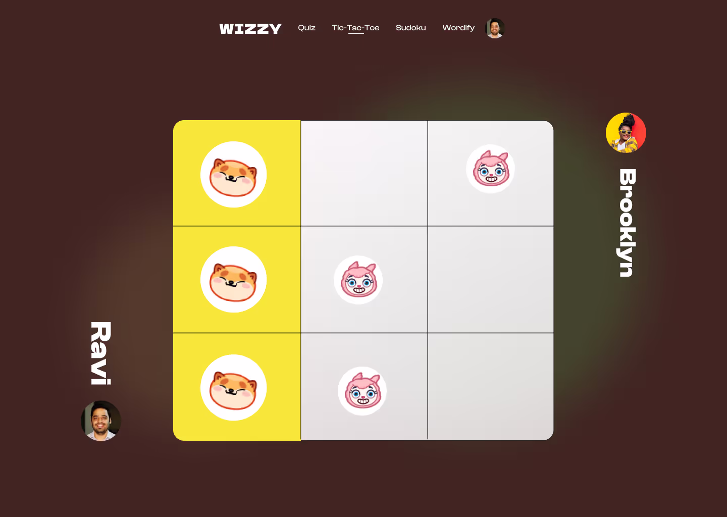 Wizzy quiz app screen (design frame 72)