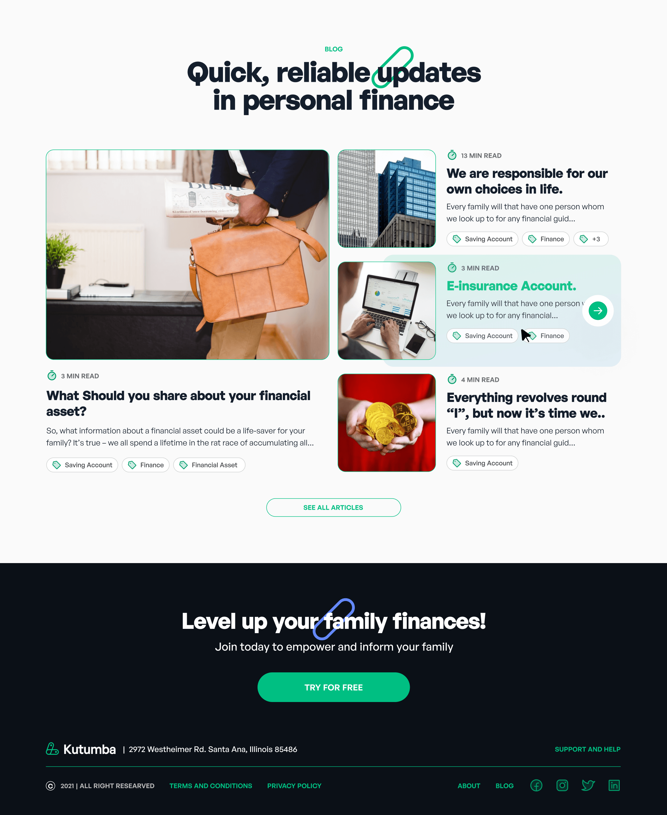 Kutumba marketing website landing page, variant 4