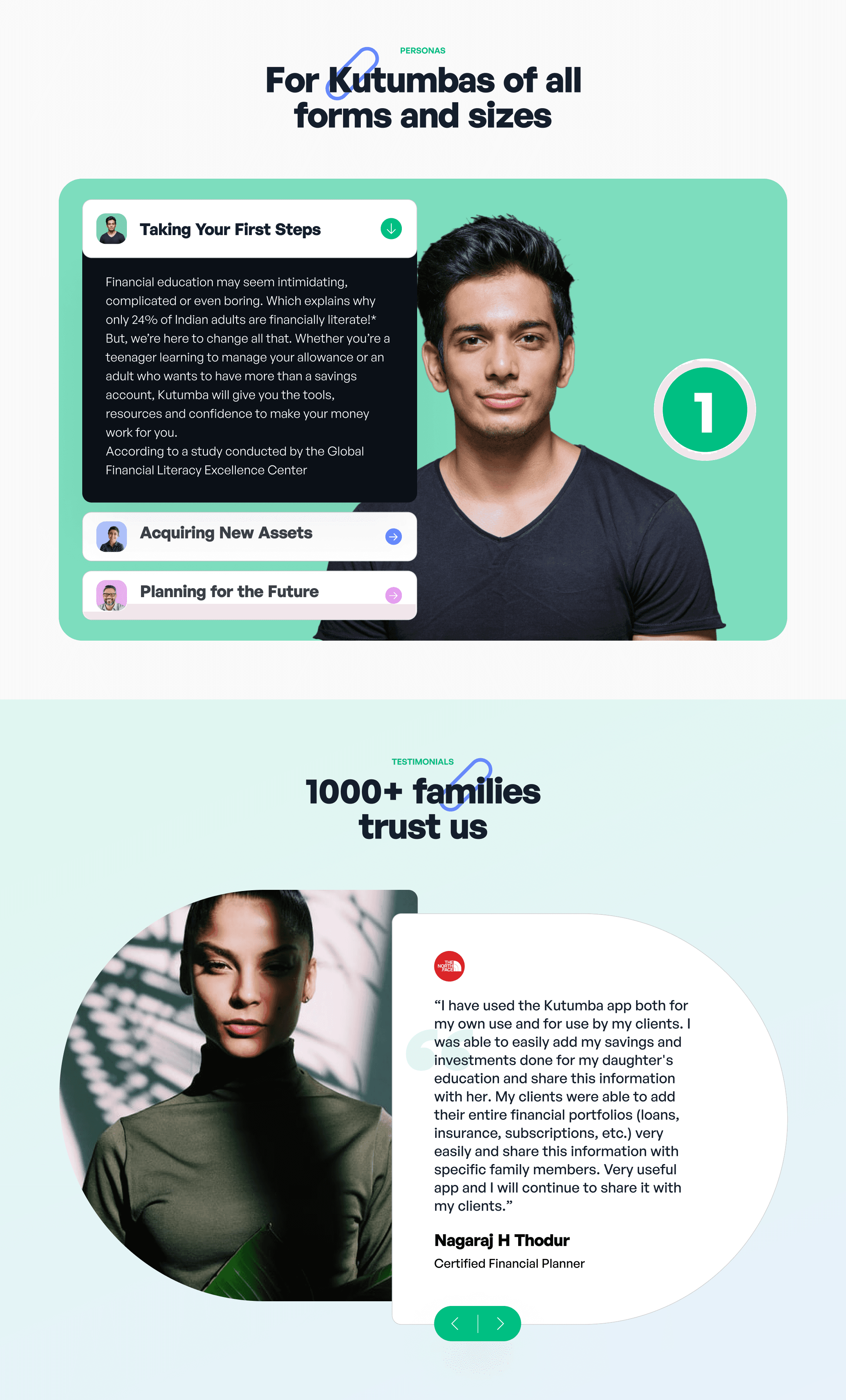 Kutumba marketing website landing page, variant 2