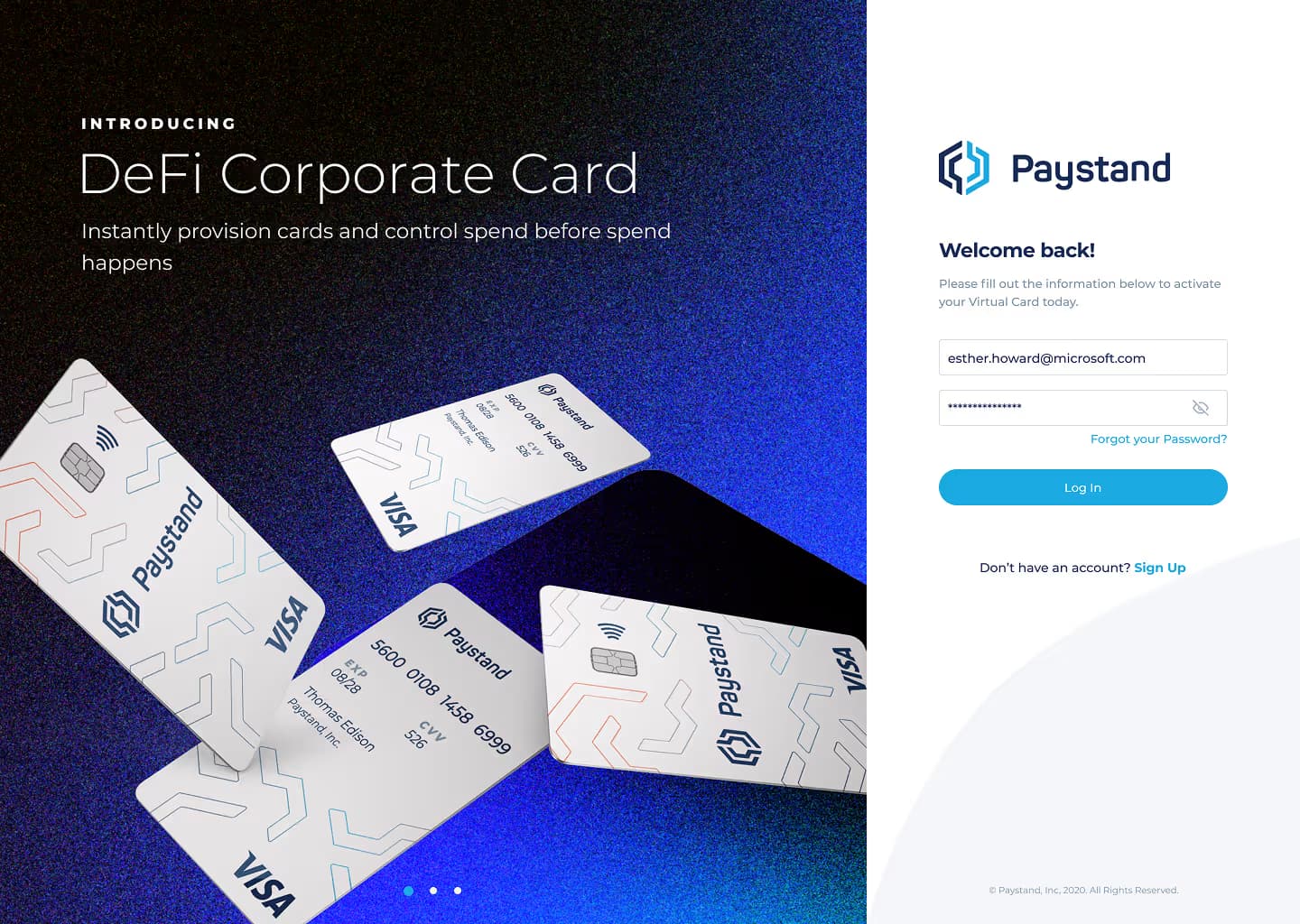 Defi Card product screen design